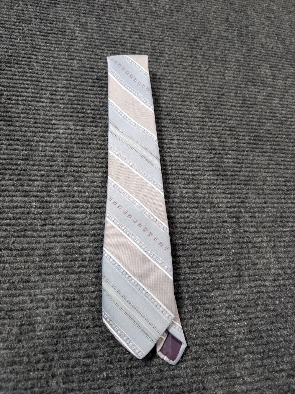 Sears Taupe and Light Blue Diagonal Stripe Men's Tie